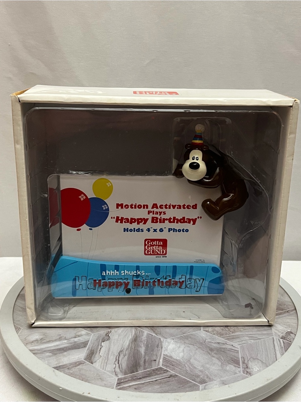 GUND Goober Motion Activated Musical Happy Birthday 4x6 Photo Frame NIB